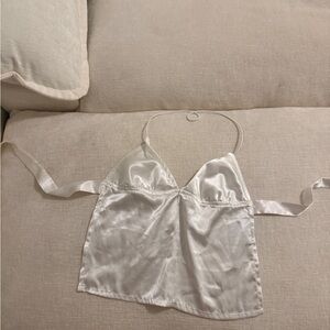Luxurious White Satin Chemise